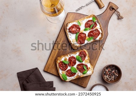 Similar – Foto Bild Ciabatta mit Tomaten, Käse und Basilikum