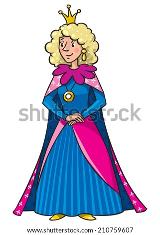 Beautiful Queen Or Princess In Medieval Dress, The Crown And The Mantle ...