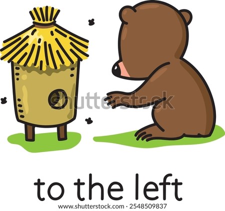 Preposition. Bear to the left of the the beehive