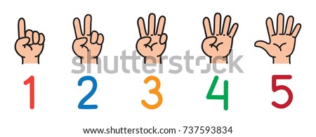 Hands with fingers.Icon set for counting education Stockfoto © 