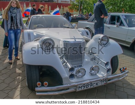 MINSK, 7 may 2014 Auto exhibition of vintage cars. Excalibur Phantom conversion