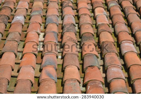 Background. Old red tiles