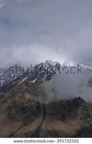 Snow-capped mountains. Caucasus mountains, Georgia.