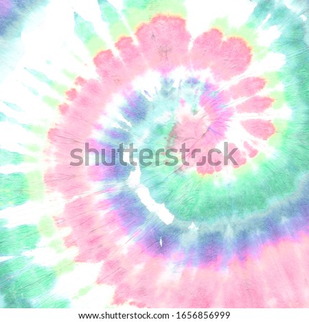 Pink Tie Die Round. Rainbow Hippie Textile. Yellow Bohemian Background. Grunge Color Design. 1970s Style. Tye Die Swirl. Pastel Hippie Texture. Abstract Dyed Fabric. Colorful Tie Dye Round. Сток-фото © 