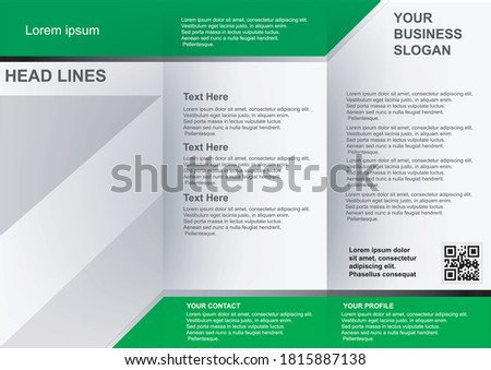 Brochure three columns white backgound and green header and footer
