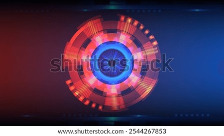 Eye motor and gear with blue purple and red orange gradient mesh abstract background nice for wallpaper or banner