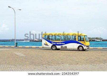 MALE,MALDIVES - August 30,2013 : Bus airport tranfer at Male, Maldives