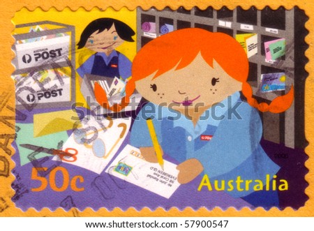 AUSTRALIA - CIRCA  2007: canceled Australian postage stamp depicting Australia postal workers, circa 2007