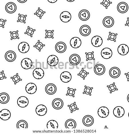 Location Destination Point Seamless Pattern Vector. Compass, Online Marker Of Current Location And Direction. Gps Navigator High Technology Monochrome Texture Icons. Template Flat Illustration