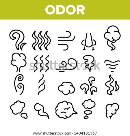 Odor, Smoke, Smell Vector Linear Icons Set. Odor, Hot Cooking Steam, Wind Outline Symbols Pack. Empty Speech Bubble, Cloud. Evaporation, Fog, Aromatic Fragrance Isolated Contour Illustrations