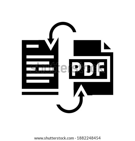 convert pdf file to word pad glyph icon vector. convert pdf file to word pad sign. isolated contour symbol black illustration