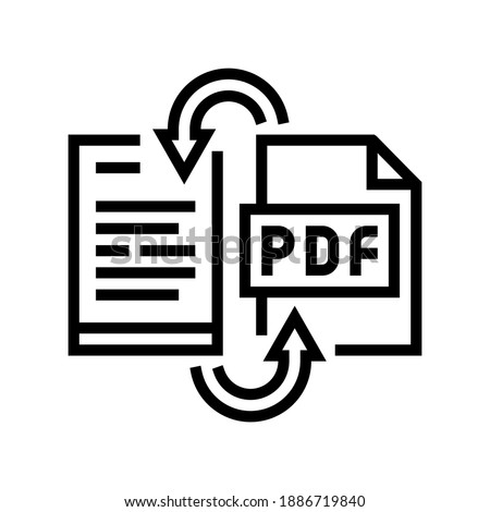 convert pdf file to word pad line icon vector. convert pdf file to word pad sign. isolated contour symbol black illustration