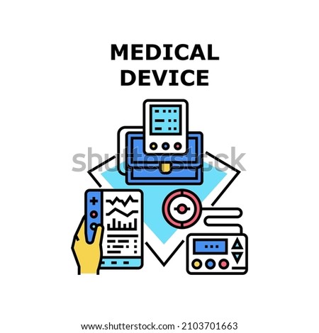 Medical device equipment. Hospital health doctor. Heart machine. Clinic scanner. Radiology diagnostic vector concept color illustration