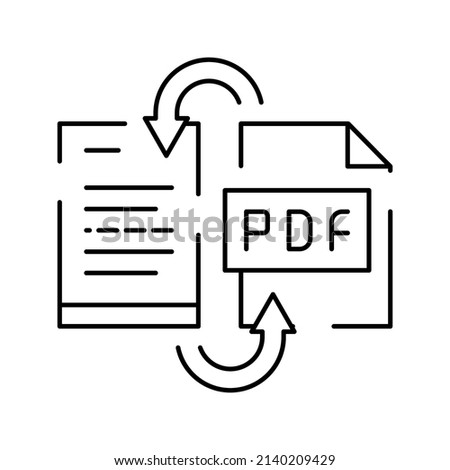 convert pdf file to word pad line icon vector. convert pdf file to word pad sign. isolated contour symbol black illustration