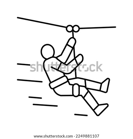 zip lining line icon vector. zip lining sign. isolated contour symbol black illustration