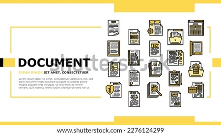 document paper file business page landing web page vector. contract web, note office, form copy, message pen, agreement blank, internet write document paper file business page Illustration