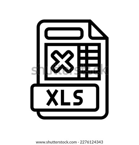 xls file format document line icon vector. xls file format document sign. isolated contour symbol black illustration