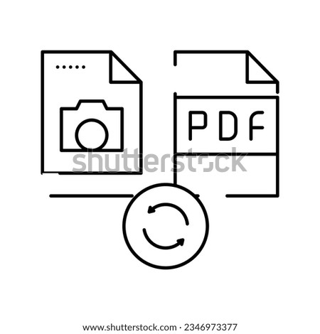 convert photo to pdf file line icon vector. convert photo to pdf file sign. isolated contour symbol black illustration