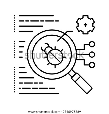 virus searching line icon vector. virus searching sign. isolated contour symbol black illustration