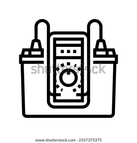 battery check car mechanic line icon vector. battery check car mechanic sign. isolated contour symbol black illustration