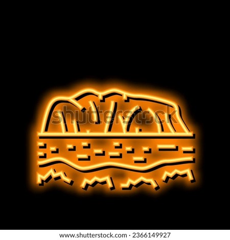 uluru mountain neon light sign vector. uluru mountain illustration