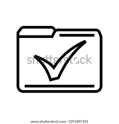 folder check mark line icon vector. folder check mark sign. isolated contour symbol black illustration