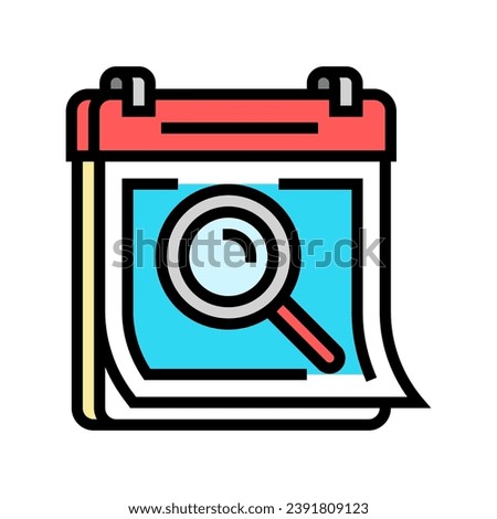 calendar search magnifying glass color icon vector. calendar search magnifying glass sign. isolated symbol illustration