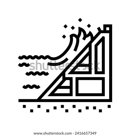 coastal power tidal power line icon vector. coastal power tidal power sign. isolated contour symbol black illustration