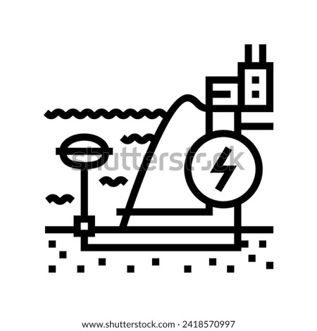 wave energy farm tidal power line icon vector. wave energy farm tidal power sign. isolated contour symbol black illustration