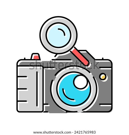 camera search magnifying glass color icon vector. camera search magnifying glass sign. isolated symbol illustration