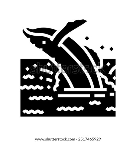 whale watching winter glyph icon vector. whale watching winter sign. isolated symbol illustration