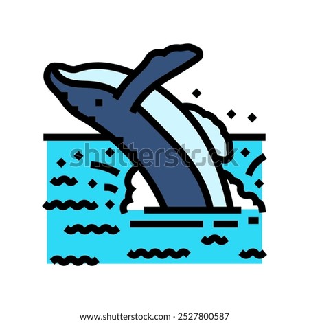 whale watching winter color icon vector. whale watching winter sign. isolated symbol illustration