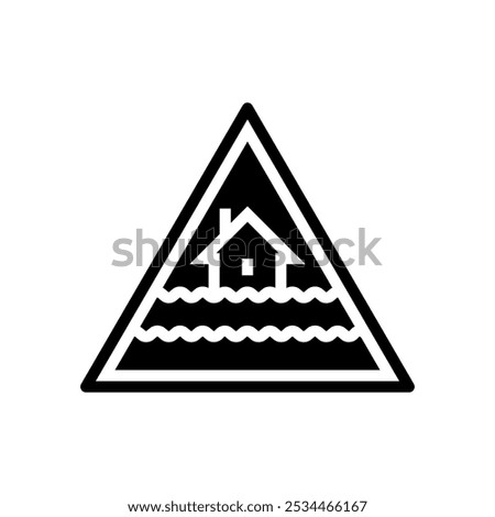 emergency flood warning glyph icon vector. emergency flood warning sign. isolated symbol illustration