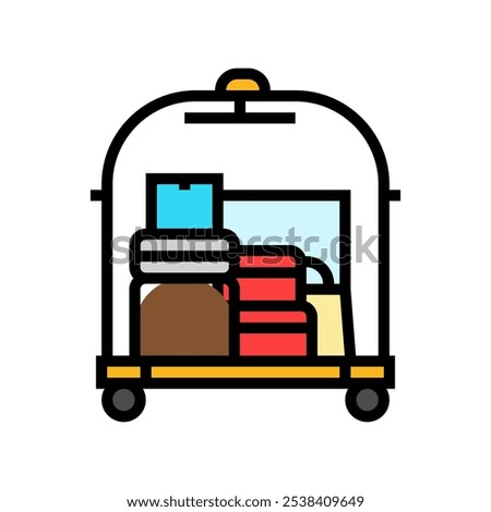 luggage cart hospitality hotel color icon vector. luggage cart hospitality hotel sign. isolated symbol illustration