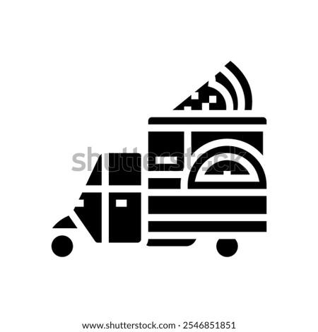 pizza food truck glyph icon vector. pizza food truck sign. isolated symbol illustration