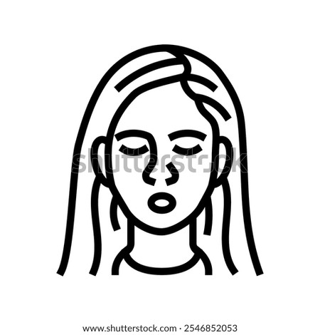 relief woman expression line icon vector. relief woman expression sign. isolated contour symbol black illustration