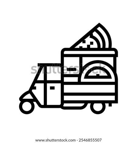 pizza food truck line icon vector. pizza food truck sign. isolated contour symbol black illustration