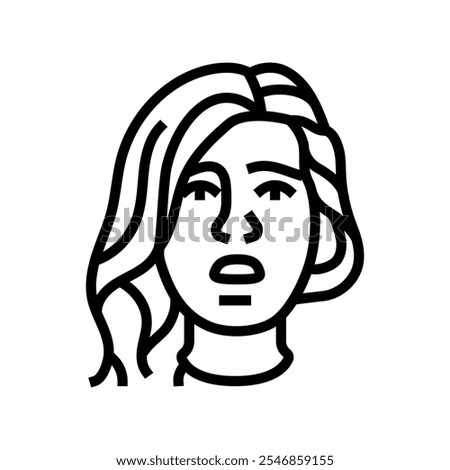 worry woman expression line icon vector. worry woman expression sign. isolated contour symbol black illustration