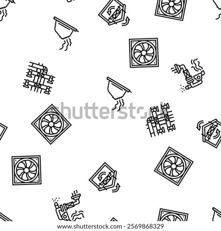 air ventilation cold fan vector seamless pattern thin line illustration