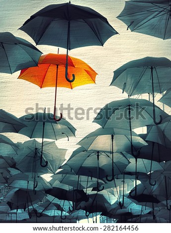 umbrella standing out from the crowd vintage effect be proud photo