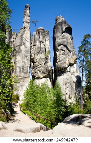 Mayor and His Wife - limestone Adrspach rock town - national natural landmark - National park of Adrspach-Teplice rocks