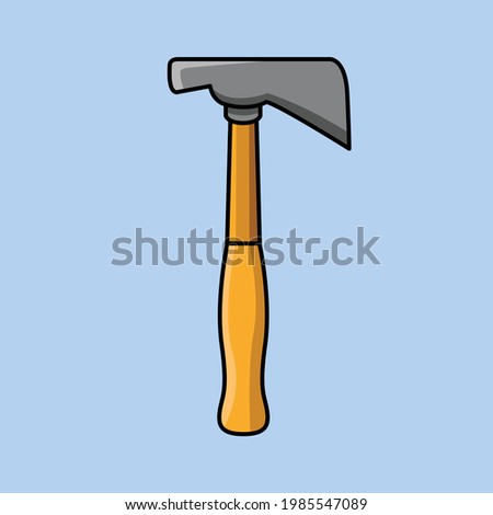 Half hatchet hammer cartoon vector icon illustration