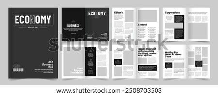 Black and White Magazine Layout, Modern Magazine Template