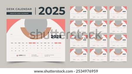 Desk Calendar 2025 template design, creative desk calendar, table calendar 2025