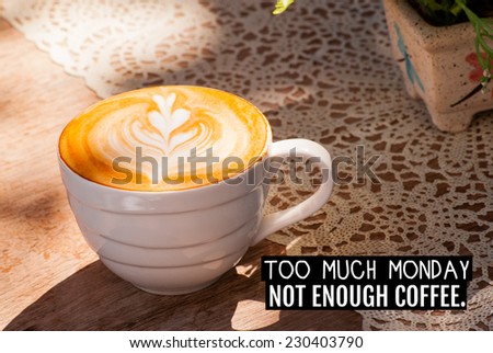 Inspirational quote by unknown source on a cup of coffee background