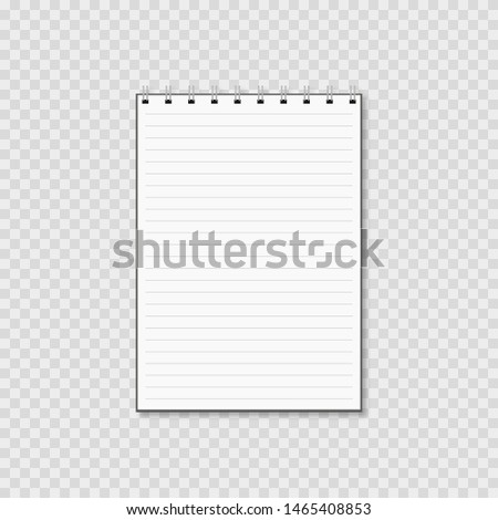 notepad with shadow on transparent background, vector