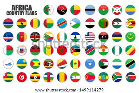 web buttons with africa country flags in flat