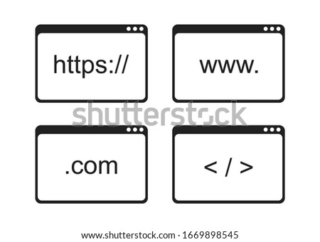 Browser search. Website vector isolated icon set on white background. 