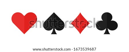 Pocer card suits set flat icon on white background. Vector isolated illustration