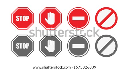 Stop set signs vector illustration in flat style.  Isolated vector sign symbol